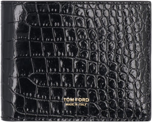 Croco-print leather wallet-1